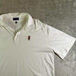 Stitch Golf Mens Large White Short Sleeve Polo Shirt Scotish Golfer